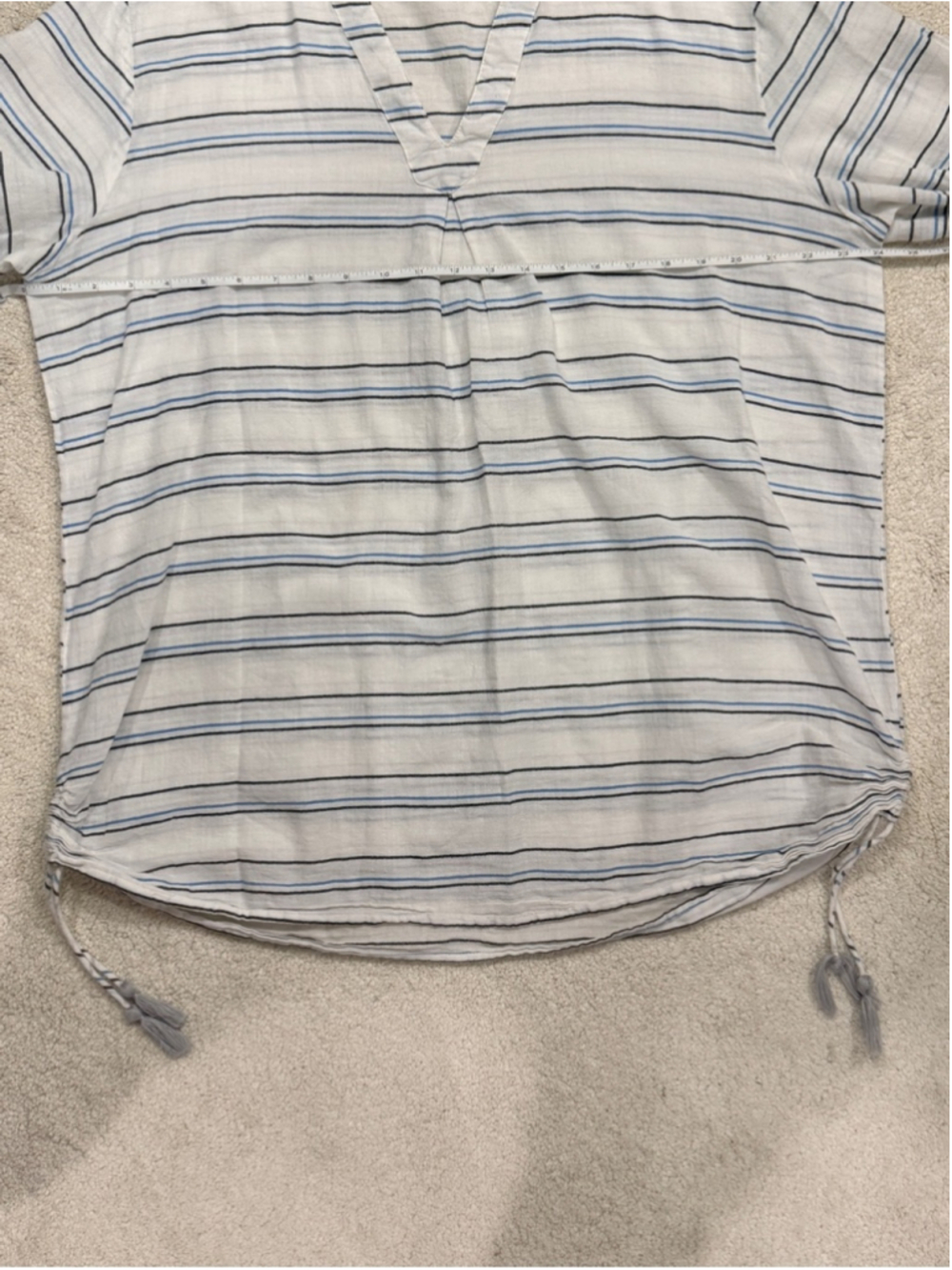 fresh produce Women’s White Tunic with Navy and Light Blue Stripes Size XL/XXL - Picture 4 of 9